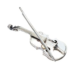 kunstvolles, exzellent angefertigtes Modell einer antiken Miniatur - Violine aus massivem 925er Silber aus dem 20. Jahrhundert - Original Vittorio Angini