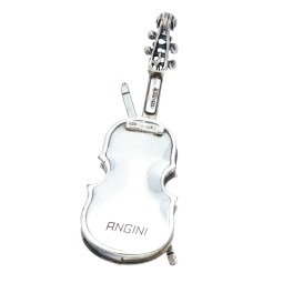 kunstvolles, exzellent angefertigtes Modell einer antiken Miniatur - Violine aus massivem 925er Silber aus dem 20. Jahrhundert - Original Vittorio Angini