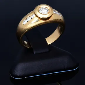 hochwertiger Damenring mit strahlenden Brillanten besetzt aus 585er 14 Karat Gelbgold Größe 54