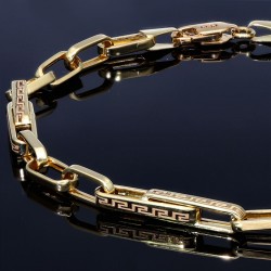 filgran angefertigtes Designer-Armband aus Gold mit Greco-Muster ca. 22cm lang (585 / 14k)
