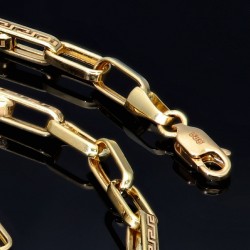 Designer-Ankerkette im Greco-Stil aus 585er Gelbgold (14k)- 64cm lang, 4,3 mm breit, 10,8g