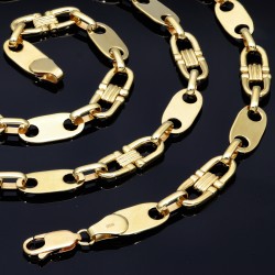 Plättchenkette Steigbügelkette aus 585er 14k Gold - 10 mm breit - 70 cm lang