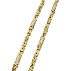 Bling-Bling-Königskette mit Zirkoniabesatz aus 585er Gelbgold (14k)- 65cm lang, 4,5 mm breit, 27g