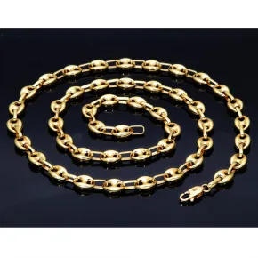 hochwertige Bohnenkette aus 585er (14 Karat) Gelbgold (ca. 66 cm; 20,8g, 7mm)