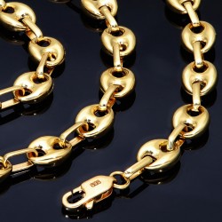 hochwertige Bohnenkette aus 585er (14 Karat) Gelbgold (ca. 66 cm; 20,8g, 7mm)