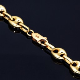 hochwertige Bohnenkette aus 585er (14 Karat) Gelbgold (ca. 66 cm; 20,8g, 7mm)
