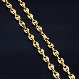 hochwertige Bohnenkette aus 585er (14 Karat) Gelbgold (ca. 66 cm; 20,8g, 7mm)