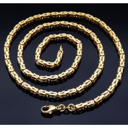 massive Premium - Königskette aus hochwertigem 14K Gold (585) in 65 cm Länge; ca. 3,3 mm breit - Made in Germany mit FBM Stempel