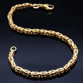 Massives Königsarmband aus Gold (585er 14k Gold), ca. 3,3 mm Breite, ca. 23cm lang, ca. 16,6g - Made in Germany