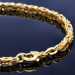 Massives Königsarmband aus Gold (585er 14k Gold), ca. 3,3 mm Breite, ca. 23cm lang, ca. 14,5g - Made in Germany