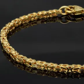 Massives Königsarmband aus Gold (585er 14k Gold), ca. 3 mm Breite, ca. 22cm lang, ca. 11,6g - Made in Germany mit FBM Stempel