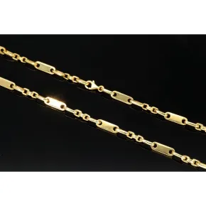 sehr schlanke Plättchenkette, Steigbügelkette aus 585er (14k) Gold - 55 cm Länge, 4 mm breit