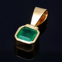 hochwertiger Smaragdanhänger aus 750 (18K) Gold mit dunkel grasgrünen Smaragd ( ca. 1,3 Karat)