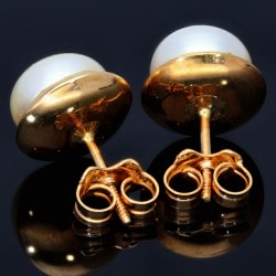 Perlen Ohrstecker mit 2 natürlichen Perlen in einer großzügigen Fassung in 14 K / 585 Gold