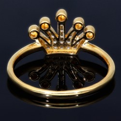 Sehr schöner Kronen Ring in 585 14 Karat Gelbgold mit Zirkoniabesatz. RG 56-57