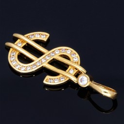 Feiner Anhänger 585 14K GOLD US Dollar $ Zirkoniabesatz Anhänger
