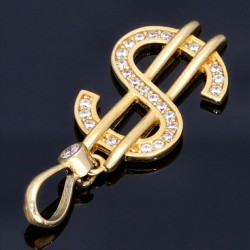 Feiner Anhänger 585 14K GOLD US Dollar $ Zirkoniabesatz Anhänger