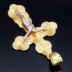 hübscher filigran verzierter Kreuzanhänger aus Gold aus 14k (585er) Gelbgold und Weißgold (bicolor)