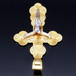 hübscher filigran verzierter Kreuzanhänger aus Gold aus 14k (585er) Gelbgold und Weißgold (bicolor)