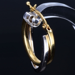 Edle Doppel - Creolen in ovaler Form in 585er (14K) Bicolor (Weiß- und Gelbgold)