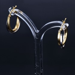 Edle Doppel - Creolen in ovaler Form in 585er (14K) Bicolor (Weiß- und Gelbgold)