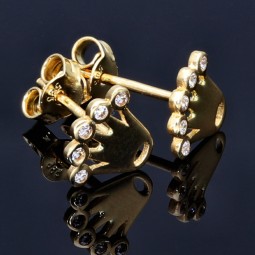 Ohrstecker Motiv Krone mit Zirkoniasteinen besetzt in 585er 14K Gold