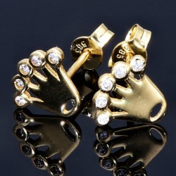 Ohrstecker Motiv Krone mit Zirkoniasteinen besetzt in 585er 14K Gold