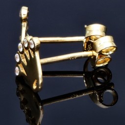 Ohrstecker Motiv Krone mit Zirkoniasteinen besetzt in 585er 14K Gold