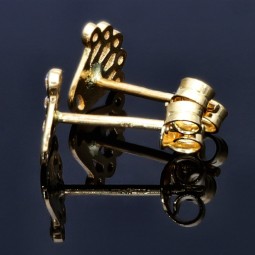 Ohrstecker Motiv Krone mit Zirkoniasteinen besetzt in 585er 14K Gold