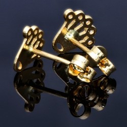 Ohrstecker Motiv Krone mit Zirkoniasteinen besetzt in 585er 14K Gold