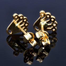 Ohrstecker Motiv Krone mit Zirkoniasteinen besetzt in 585er 14K Gold