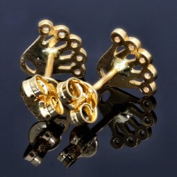 Ohrstecker Motiv Krone mit Zirkoniasteinen besetzt in 585er 14K Gold