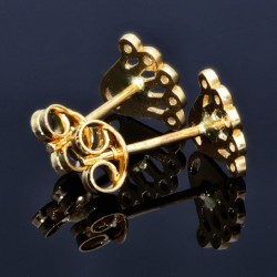 Ohrstecker Motiv Krone mit Zirkoniasteinen besetzt in 585er 14K Gold