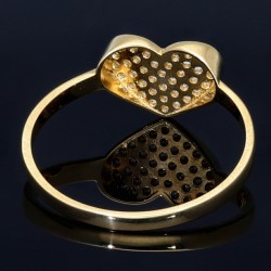 Damenring mit einem funkelnden Herz aus Gold (585 14K) mit Zirkoniasteinen besetzt in RG 56