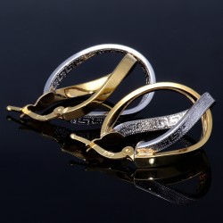 Wunderschöne geschwungene  Designer - Creolen in Bicolor 585er (14K) Weiß- und Gelbgold