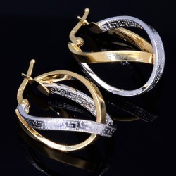 Wunderschöne geschwungene  Designer - Creolen in Bicolor 585er (14K) Weiß- und Gelbgold