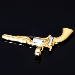 Goldener Colt - Revolver Anhänger in Bicolor 585er 14K Weiß- und Gelbgold