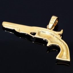 Goldener Colt - Revolver Anhänger in Bicolor 585er 14K Weiß- und Gelbgold