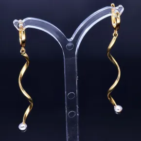 hochwertige Spiral-Ohrringe in 14K 585 Bicolor Weiß- und Gelbgold