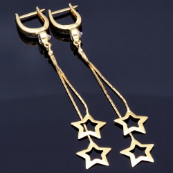 bezaubernde, hängende Sternchen - Ohrringe mit eingefasstem Zirkonia in 585er (14K) Gelbgold