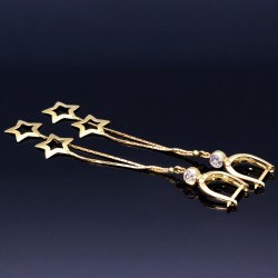 bezaubernde, hängende Sternchen - Ohrringe mit eingefasstem Zirkonia in 585er (14K) Gelbgold