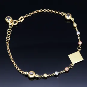 stilvolles Tricolor Armband aus hochwertigem 585 14K Gold in (ca. bis 18,5 cm Länge, verstellbar)