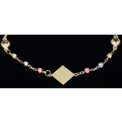 stilvolles Tricolor Armband aus hochwertigem 585 14K Gold in (ca. bis 18,5 cm Länge, verstellbar)