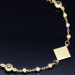 stilvolles Tricolor Armband aus hochwertigem 585 14K Gold in (ca. bis 18,5 cm Länge, verstellbar)