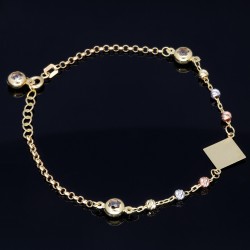 stilvolles Tricolor Armband aus hochwertigem 585 14K Gold in (ca. bis 18,5 cm Länge, verstellbar)