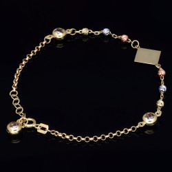 stilvolles Tricolor Armband aus hochwertigem 585 14K Gold in (ca. bis 18,5 cm Länge, verstellbar)
