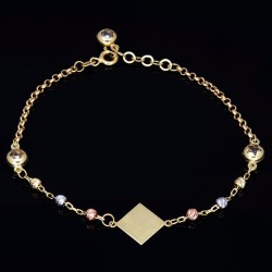 stilvolles Tricolor Armband aus hochwertigem 585 14K Gold in (ca. bis 18,5 cm Länge, verstellbar)