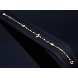 Verspieltes Tricolor Herz - Armband aus 585 14K Gold in (ca. 17 - 19,5 cm Länge verstellbar)