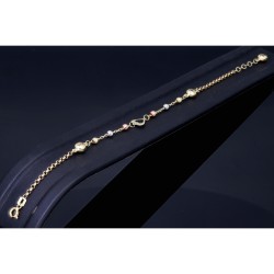 Verspieltes Tricolor Herz - Armband aus 585 14K Gold in (ca. 17 - 19,5 cm Länge verstellbar)