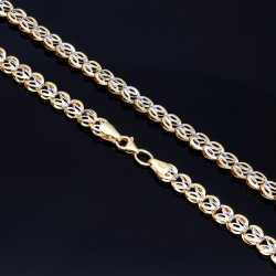 Halskette mit außergewöhnlichem Design für Damen aus 585er (14k) Bicolor Gelb- und Weißgold (Länge ca. 55 cm)